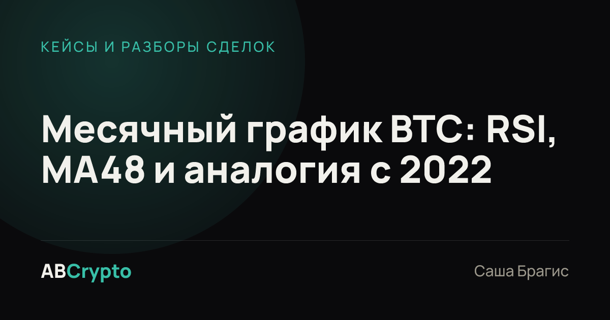 Кейсы и разборы сделок: Месячный график BTC: RSI, МА48 и аналогия с 2022